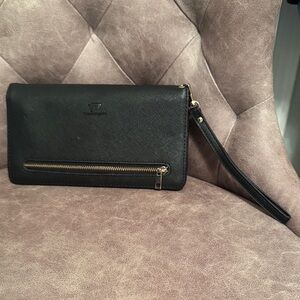 Black Wristlet with Gold Zipper